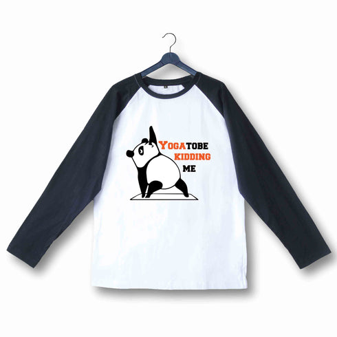 YogaPuns Fitness Wordplay Yoga PANDA YOU GOTTA TO BE KIDDING ME YOGA PUN Custom Printed Graphic Design Raglan T-Shirt for Women