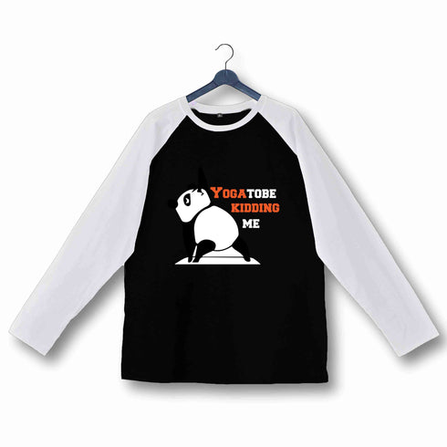 YogaPuns Fitness Wordplay Yoga PANDA YOU GOTTA TO BE KIDDING ME YOGA PUN Custom Printed Graphic Design Raglan T-Shirt for Women