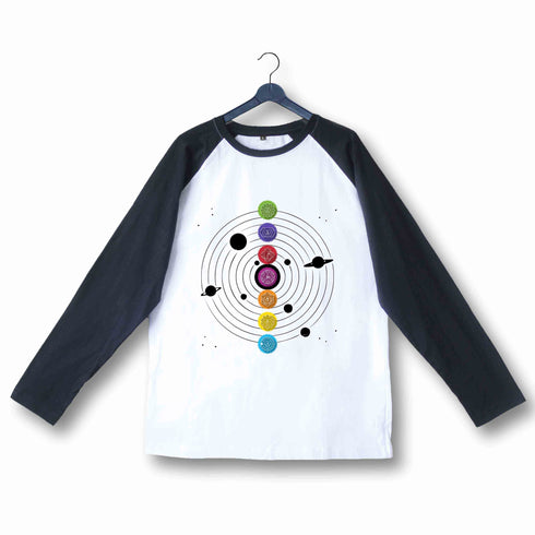 Yoga Fitness Yoga SEVEN CHAKRAS OF KUNDALINI YOGA Custom Printed Graphic Design Raglan T-Shirt for Women