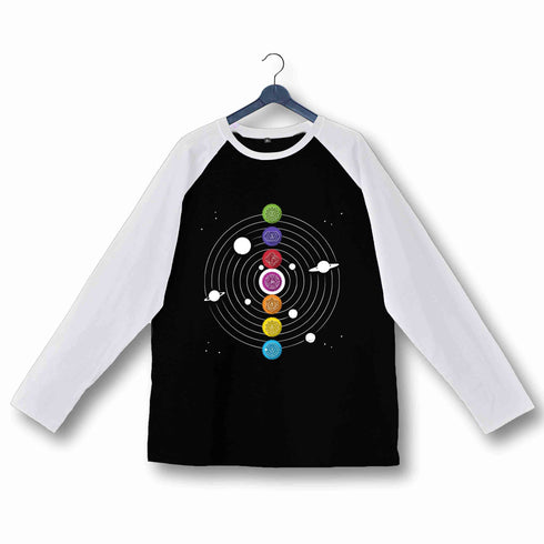 Yoga Fitness Yoga SEVEN CHAKRAS OF KUNDALINI YOGA Custom Printed Graphic Design Raglan T-Shirt for Women