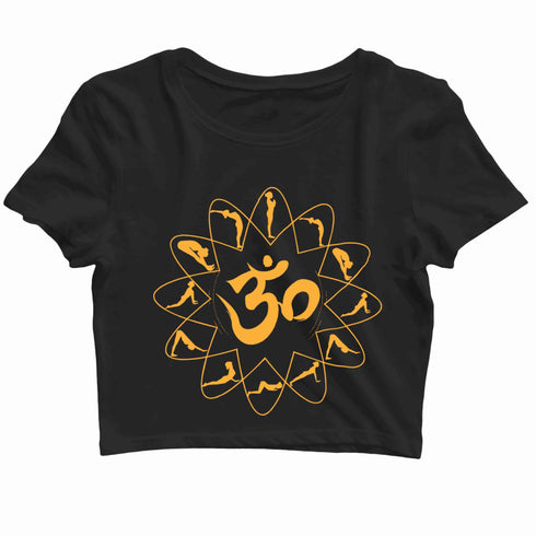 Yoga Fitness Yoga OM SURYANAMASKAR YOGA Custom Printed Graphic Design Crop Top T-Shirt for Women