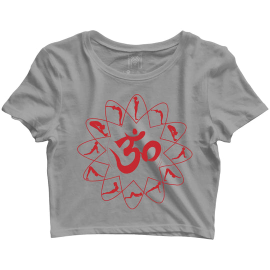Yoga Fitness Yoga OM SURYANAMASKAR YOGA Custom Printed Graphic Design Crop Top T-Shirt for Women