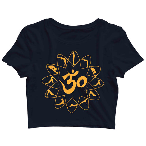 Yoga Fitness Yoga OM SURYANAMASKAR YOGA Custom Printed Graphic Design Crop Top T-Shirt for Women