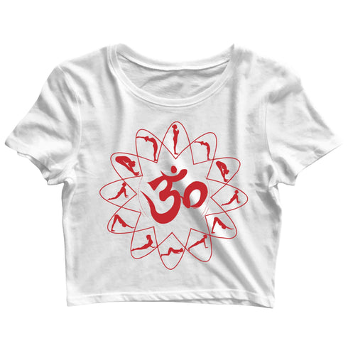 Yoga Fitness Yoga OM SURYANAMASKAR YOGA Custom Printed Graphic Design Crop Top T-Shirt for Women