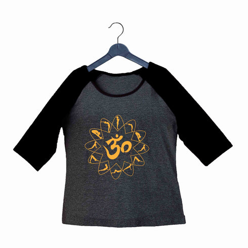 Yoga Fitness Yoga OM SURYANAMASKAR YOGA Custom Printed Graphic Design Raglan T-Shirt for Women