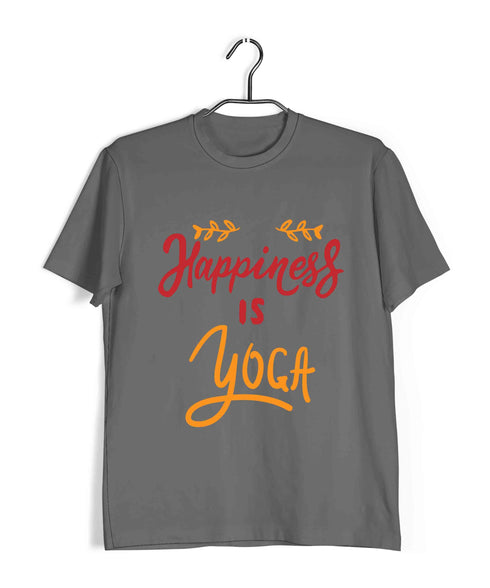 Yoga HAPPINESS IS YOGA Fitness Casual Graphic Printed T-Shirt for Men