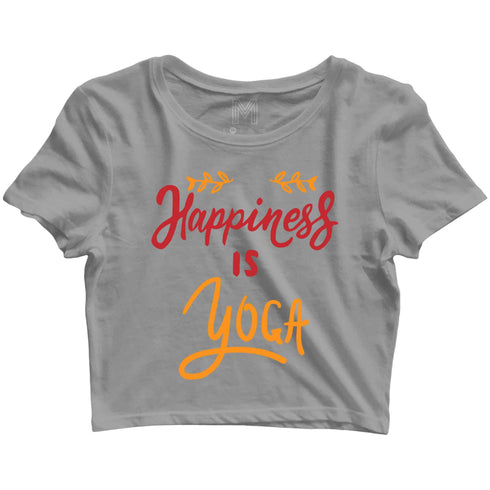 Yoga Fitness Yoga HAPPINESS IS YOGA Custom Printed Graphic Design Crop Top T-Shirt for Women