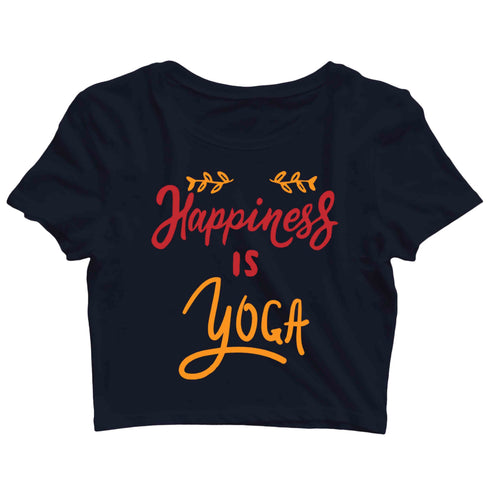 Yoga Fitness Yoga HAPPINESS IS YOGA Custom Printed Graphic Design Crop Top T-Shirt for Women