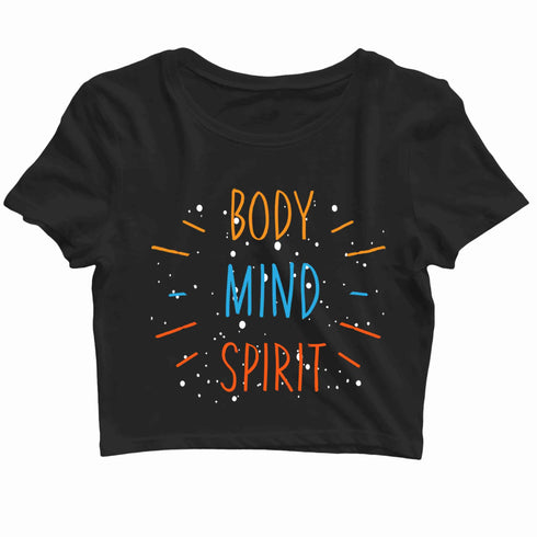 Yoga Fitness Yoga BODY MIND SPIRIT Custom Printed Graphic Design Crop Top T-Shirt for Women