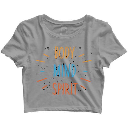 Yoga Fitness Yoga BODY MIND SPIRIT Custom Printed Graphic Design Crop Top T-Shirt for Women