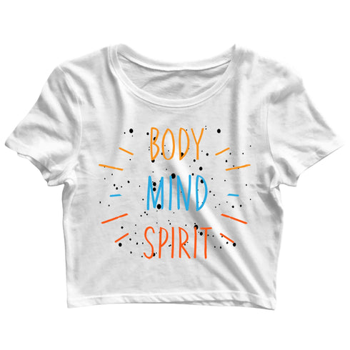 Yoga Fitness Yoga BODY MIND SPIRIT Custom Printed Graphic Design Crop Top T-Shirt for Women