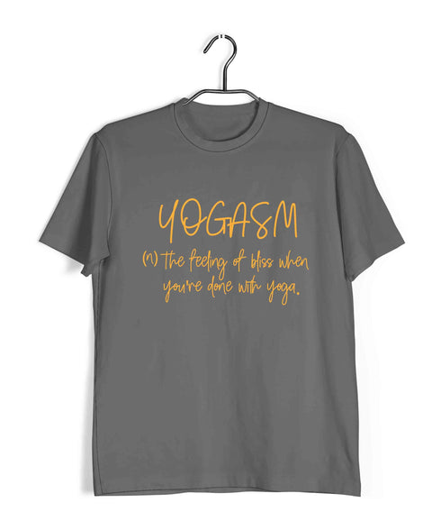 YogaPuns Fitness Wordplay Yoga YOGASM Custom Printed Graphic Design T-Shirt for Women