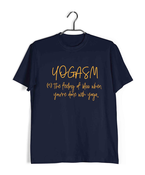 Yoga Puns YOGASM Fitness Wordplay Casual Graphic Printed T-Shirt for Men