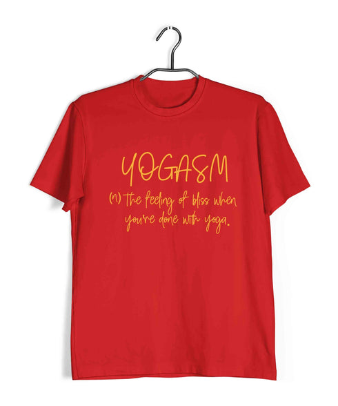 YogaPuns Fitness Wordplay Yoga YOGASM Custom Printed Graphic Design T-Shirt for Women