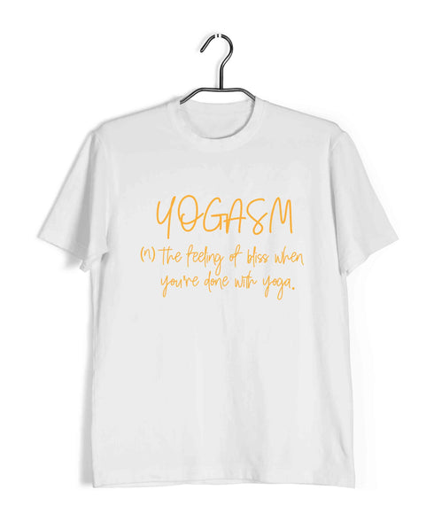 YogaPuns Fitness Wordplay Yoga YOGASM Custom Printed Graphic Design T-Shirt for Women
