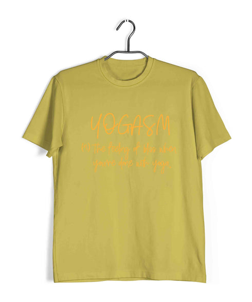 YogaPuns Fitness Wordplay Yoga YOGASM Custom Printed Graphic Design T-Shirt for Women