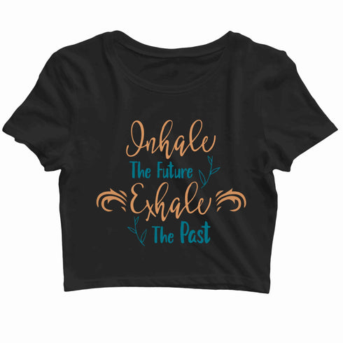 Yoga Fitness Yoga YOGA INHALE EXHALE Custom Printed Graphic Design Crop Top T-Shirt for Women