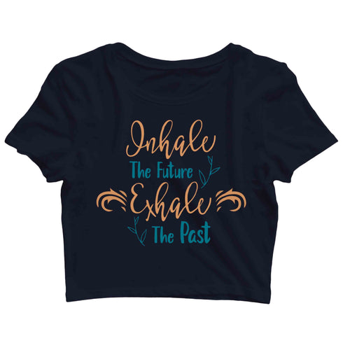 Yoga Fitness Yoga YOGA INHALE EXHALE Custom Printed Graphic Design Crop Top T-Shirt for Women