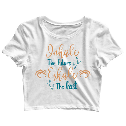 Yoga Fitness Yoga YOGA INHALE EXHALE Custom Printed Graphic Design Crop Top T-Shirt for Women