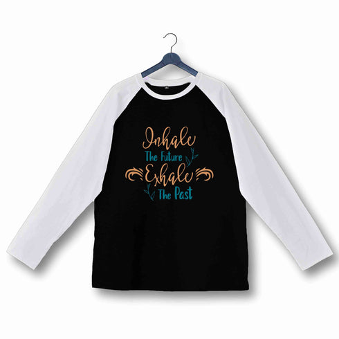 Yoga Fitness Yoga YOGA INHALE EXHALE Custom Printed Graphic Design Raglan T-Shirt for Women