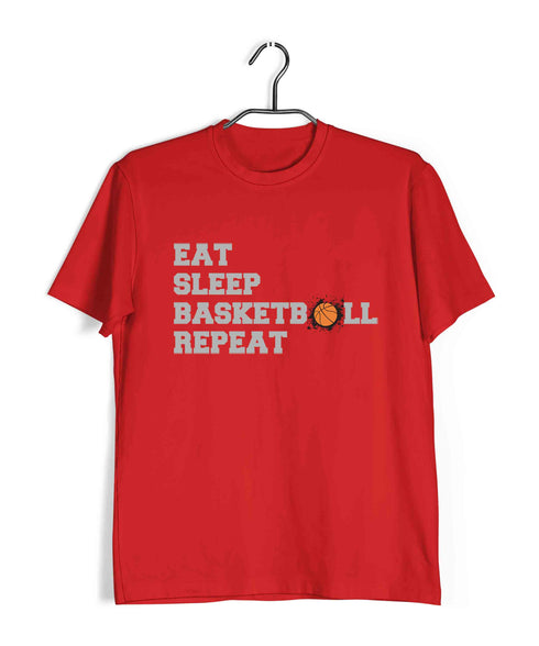 Basketball Eat Sleep Basketball Repeat Sports Casual Graphic Printed T-Shirt for Men