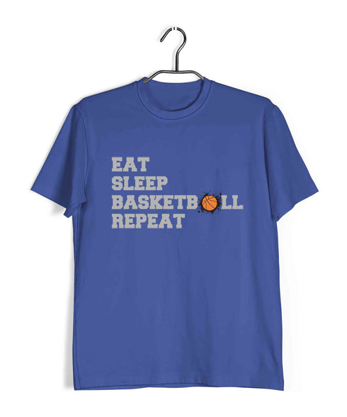 Basketball Eat Sleep Basketball Repeat Sports Casual Graphic Printed T-Shirt for Men
