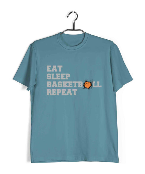 Basketball Eat Sleep Basketball Repeat Sports Casual Graphic Printed T-Shirt for Men