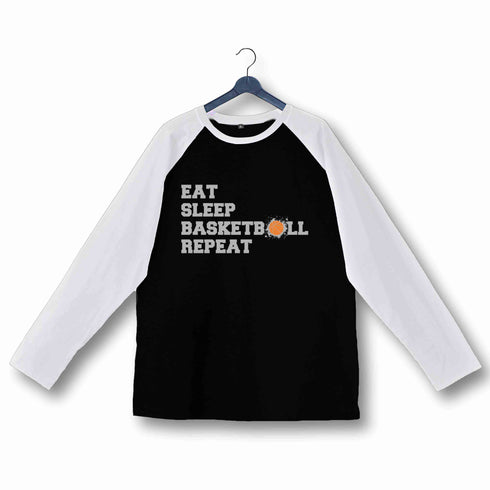 Sports Basketball Eat Sleep Basketball Repeat Custom Printed Graphic Design Raglan T-Shirt for Women