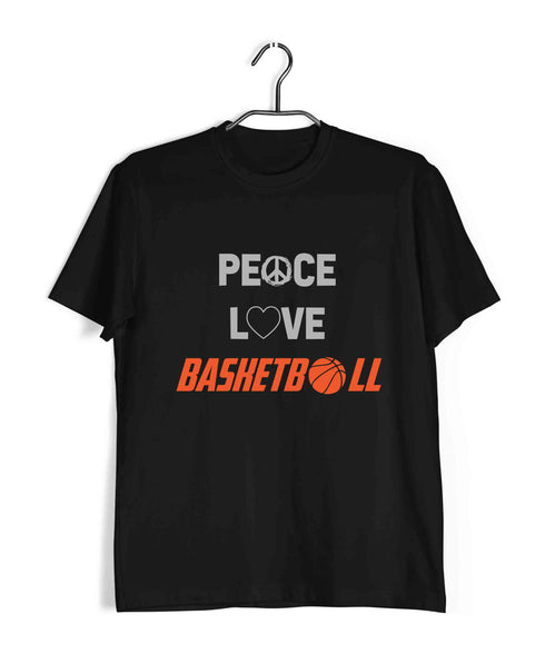 Basketball Peace Love Basketball Sports Casual Graphic Printed T-Shirt for Men