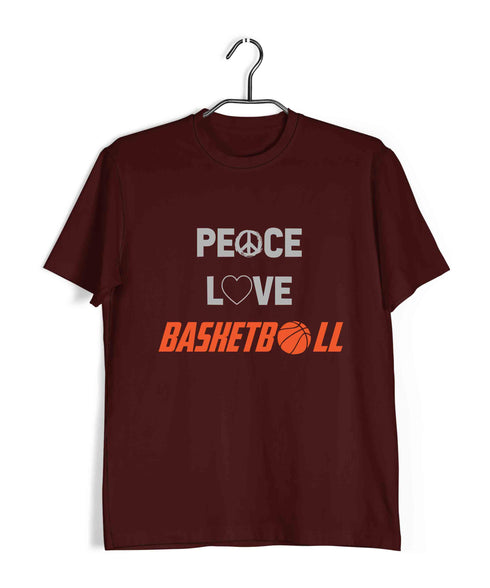 Basketball Peace Love Basketball Sports Casual Graphic Printed T-Shirt for Men