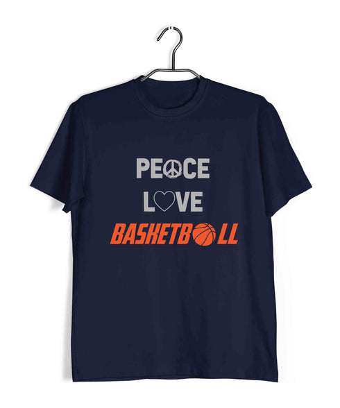 Basketball Peace Love Basketball Sports Casual Graphic Printed T-Shirt for Men
