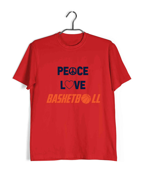Basketball Peace Love Basketball Sports Casual Graphic Printed T-Shirt for Men