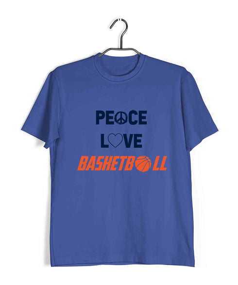Basketball Peace Love Basketball Sports Casual Graphic Printed T-Shirt for Men