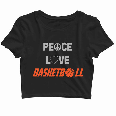Sports Basketball Peace Love Basketball Custom Printed Graphic Design Crop Top T-Shirt for Women