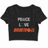 Sports Basketball Peace Love Basketball Custom Printed Graphic Design Crop Top T-Shirt for Women