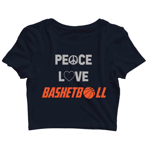Sports Basketball Peace Love Basketball Custom Printed Graphic Design Crop Top T-Shirt for Women
