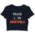 Sports Basketball Peace Love Basketball Custom Printed Graphic Design Crop Top T-Shirt for Women