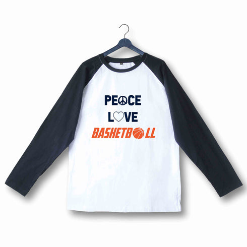 Sports Basketball Peace Love Basketball Custom Printed Graphic Design Raglan T-Shirt for Women
