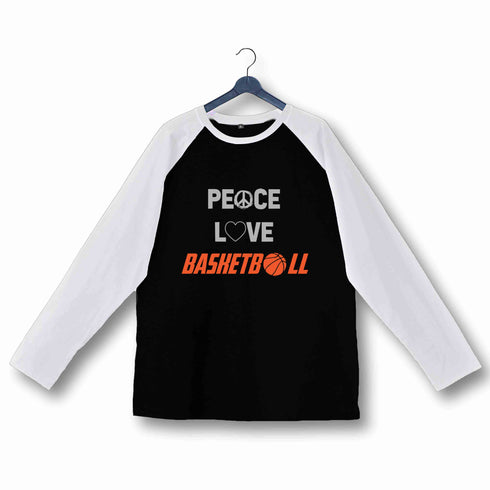 Sports Basketball Peace Love Basketball Custom Printed Graphic Design Raglan T-Shirt for Women