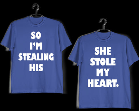 Matching Anniversary Gifts Relationships Matching Couples STOLE MY HEART T-Shirts for Boyfriend Girlfriend Fiance Husband Wife Mother Father Family