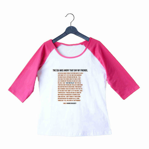 6 TV Series THE SEA WAS ANGRY MY GEORGE COSTANZA Custom Printed Graphic Design Raglan T-Shirt for Women