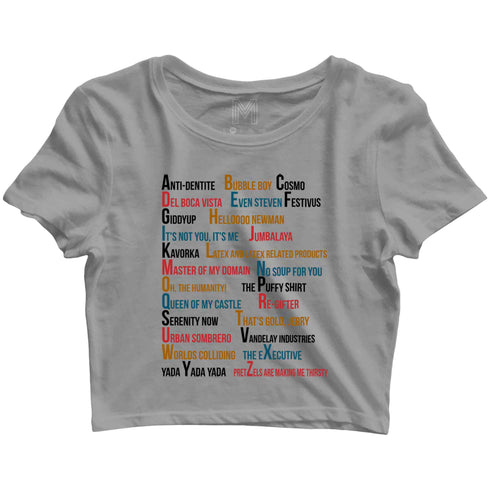 7 TV Series Seinfeld SPONGEWORTHY Custom Printed Graphic Design Crop Top T-Shirt for Women