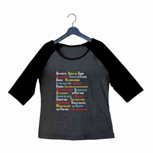 9 TV Series A-Z OF Custom Printed Graphic Design Raglan T-Shirt for Women