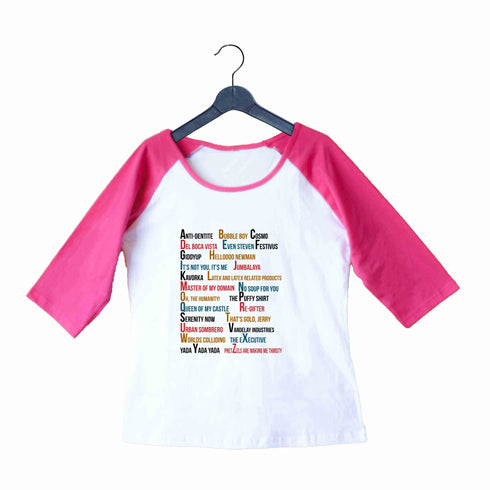 9 TV Series A-Z OF Custom Printed Graphic Design Raglan T-Shirt for Women