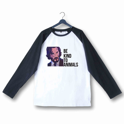 John Wick Movies Hollywood JOHN WICK BE KIND TO ANIMALS Custom Printed Graphic Design Raglan T-Shirt for Women