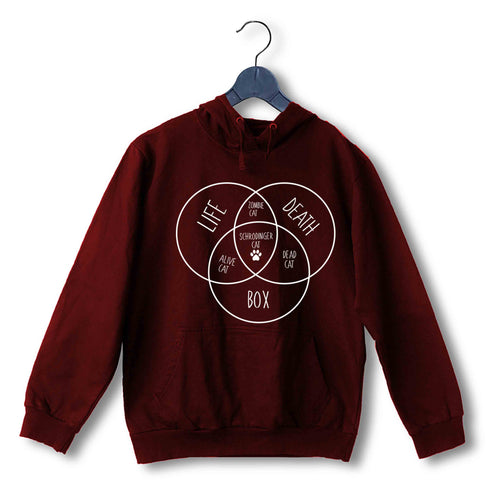NERD GEEK Nerd PHYSICS SCHRODINGER'S CAT VENN DIAGRAM UNISEX HOODIE Sweatshirts
