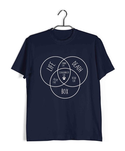 NERD GEEK Nerd Physics PHYSICS SCHRODINGER'S CAT VENN DIAGRAM Custom Printed Graphic Design T-Shirt for Men