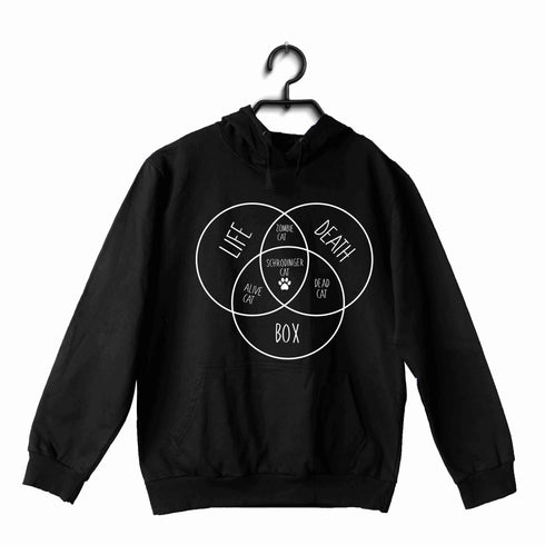 NERD GEEK Nerd PHYSICS SCHRODINGER'S CAT VENN DIAGRAM UNISEX HOODIE Sweatshirts