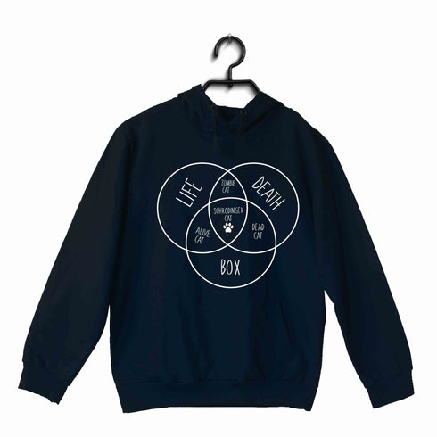 NERD GEEK Nerd PHYSICS SCHRODINGER'S CAT VENN DIAGRAM UNISEX HOODIE Sweatshirts