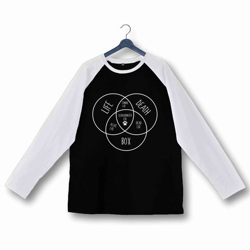 Nerd PHYSICS SCHRODINGER'S CAT VENN DIAGRAM Custom Printed Graphic Design Raglan T-Shirt for Women